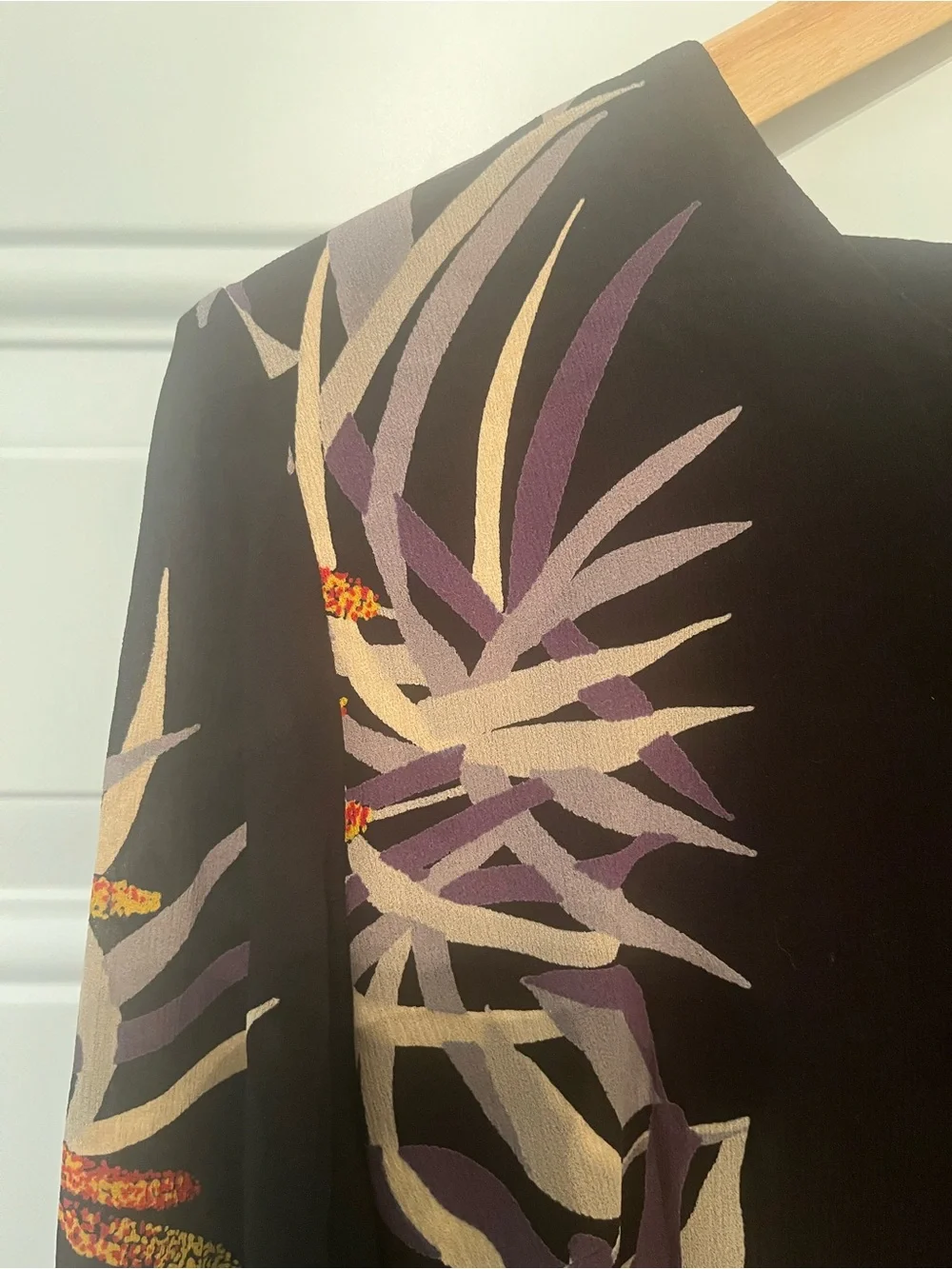 Vintage Black Long-Sleeve Floral Shirtdress - Picture 3 of 4